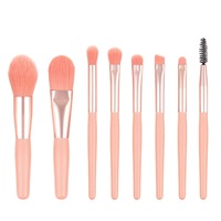 Ensemble de 8 mini-pinceaux de maquillage en fibres synthétiques, manches en plastique, couleurs macaron, étui portable inclus, pinceaux pour poudre et blush