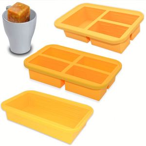 Bac de congélation alimentaire en silicone extra-large avec couvercle, pour soupes, bouillons, sauces et glaçons, portions de 1 tasse - Product Image 1