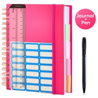 Carnet A5 non daté à spirale, papier 80 g/m², couverture rigide en PP, avec intercalaires, règle, autocollants et stylo offert, 240 pages