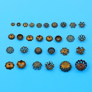 18K Or Fleur Perle Bracelet Accessoires Cuivre Plaqué Or Creux Fleur Cap DIY À La Main Entretoise Bijoux Résultats Composants - Product Image 5