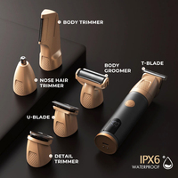 Rasoir électrique rechargeable 6-en-1 Resuxi YJ-101 avec base de charge, étanche IPX6, pour corps, barbe, visage et cheveux, tondeuse 0-20mm pour hommes