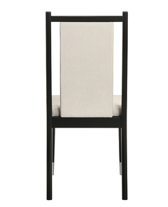 Chaise de salle à manger 2 pièces, convertible, moderne, pour la maison et le bureau, avec pieds en forme de flèche, dossier incliné, pieds avec embouts argentés, finition noir et blanc - Product Image 6