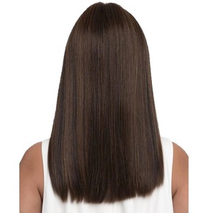 Perruque de haute qualité fabriquée à la machine, style coréen, pour femmes africaines, avec <span class=keywords><strong>frange</strong></span> à raie centrale, <span class=keywords><strong>cheveux</strong></span> raides <span class=keywords><strong>mi</strong></span>-longs, longueur aux épaules - Product Image 5