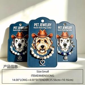 Collier pour chien style western cowboy, collier perlé avec pendentif cœur soleil et chaîne d'extension pour petits chiens - Product Image 2