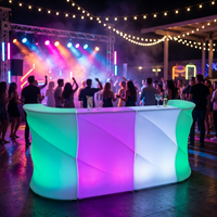 Comptoir de bar portable en plastique avec éclairage LED RVB personnalisé pour la maison, la table de bar à vin, la conception de comptoir de bar pour restaurant et pub