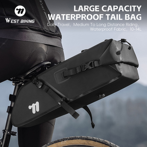 WEST BIKING Sac de selle de vélo imperméable de grande capacité 14L, sac de siège arrière de vélo pour le cyclisme longue distance, accessoires - Product Image 6