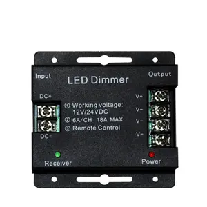 Dc 12v 24v 18A nirkabel RF sentuhan penuh satu warna led Dimmer dengan Remote RF untuk satu warna lampu strip