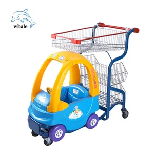 Vente en gros de jouets pour enfants, chariot en plastique, chariot d'épicerie de stockage de supermarché, chariot manuel, chariot de courses