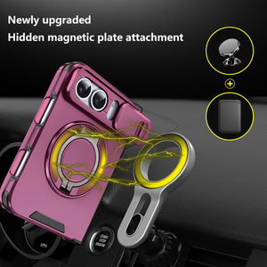 Funda Plegable para Teléfono con Cubierta Deslizante para Cámara, Anillo Magnético y Soporte, PC+TPU Antigolpes, Venta al Por Mayor para iPhone Duo - Product Image 3