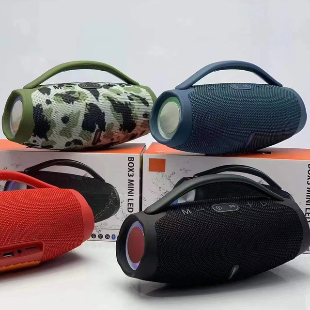 Mini Boombox 3 LED Handle Portable Wireless Speakers RGB LED Lights Waterproof PC Column USB for Outdoor Music Play Gift