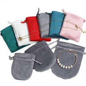 Pochette de rangement ovale en velours avec cordon de serrage, impression sérigraphiée du logo personnalisé, pour bijoux, cadeau pour boucles d'oreilles, taille personnalisée - Product Image 4