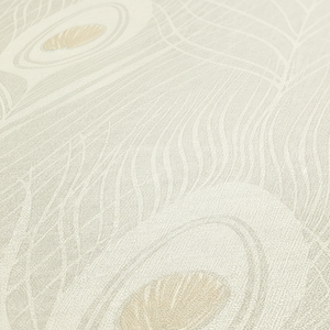 Fabriqué en Allemagne-Rouleaux de papier peint de luxe Plumes Beige Or Gris Papier peint non tissé en vinyle Contract Design-10,05x0,53 m - Product Image 1