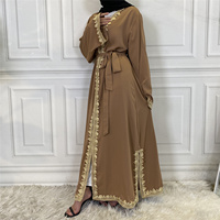1893 #   Nouvelle robe Abaya Khaliji en dentelle Nida de haute qualité, robe musulmane pour femmes arabes, vêtements islamiques modestes, cardigan Abaya ouvert