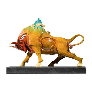 <b>Copper</b> And Gold Years Ox Sculpture Bronze Handmade Artistic Figure <b>Table</b> Decor Housewarming Gift Living Room Ornament - Product Image 1