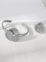 Ensemble de bijoux manchette à pétales irréguliers tendance, zircon multicolore, vente chaude, bracelet ouvert et bague pour femme, idéal pour les fêtes et le quotidien