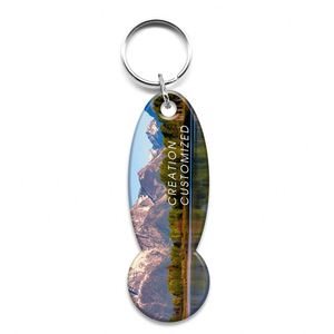 Porte-clés débloqueur de jeton de chariot de courses populaire en Allemagne, personnalisé avec impression CMYK et revêtement époxy - Product Image 1