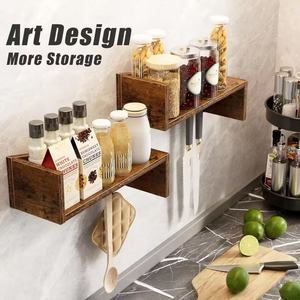 Wooden wall <b>hooks</b> and <b>shelves</b> for entryway and doorway; wall-mounted storage rack - Product Image 2