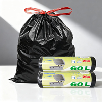 Sacs poubelle noirs robustes en HDPE de 4, 8 et 13 gallons avec cordon de serrage, lot de 20, pour usage en cuisine