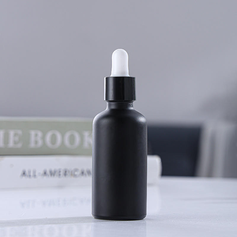 Noir mat - compte-gouttes avec embout en caoutchouc blanc