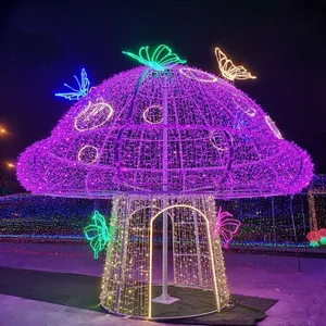 发光二极管金属丝3d圣诞发光二极管蘑菇装饰灯
