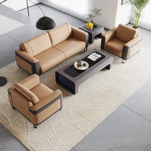 Modern minimalist style home living room combination sofa Comfortable PU metal foot office reception customer sofa set