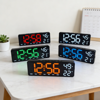 Jam Dinding Digital LED 3D Senyap Baru dengan Temperatur Kelembaban Lampu Latar Alarm Desain Gantung Modern untuk Dekorasi Ruang Tamu Rumah
