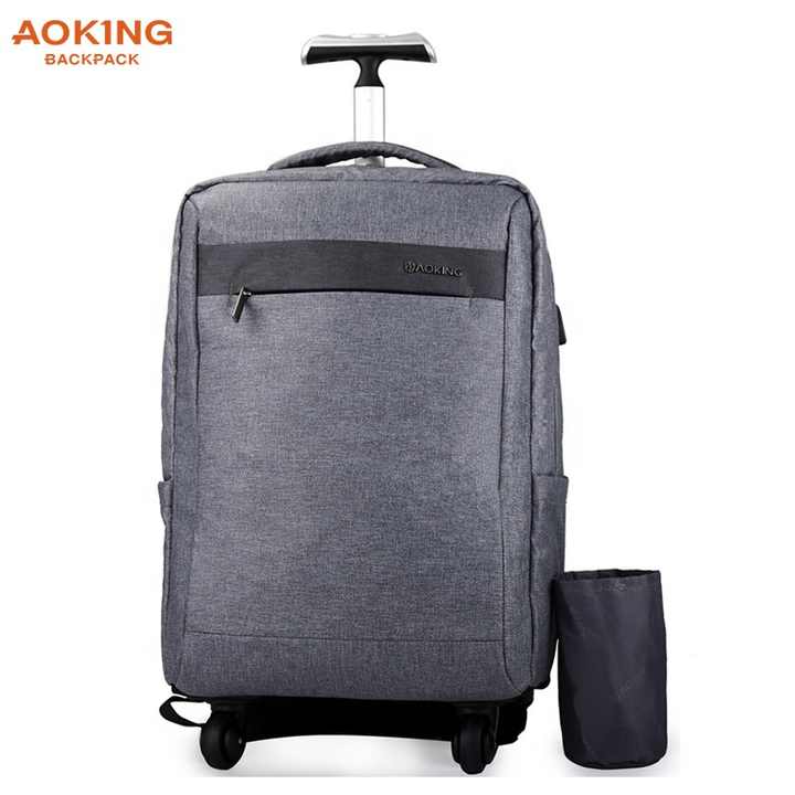 aoking rolling travel backpack Trolley Black GLN98089 Trolley Backpacks