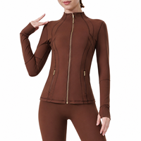 Veste de yoga sans couture pour femme, coupe ajustée, à fermeture éclair, en nylon et élasthanne respirant, idéale pour la course et le fitness – Stock USA