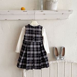 Vestito a Quadri per Bambina, Nuovo Arrivo Autunno 2025, Stile <span class=keywords><strong>Chic</strong></span>, Abito con Gilet per Bambine - Product Image 3