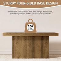 Table basse carrée en bois de 35,4 pouces, table centrale marron vintage avec grand plateau, meubles de salon pour petits espaces