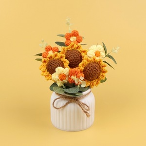 Handmade Knitted Sunflower Bouquet Wool Fake Flower Desktop Decor <b>Gift</b> For Mother <b>Teacher</b> Day - Product Image 4