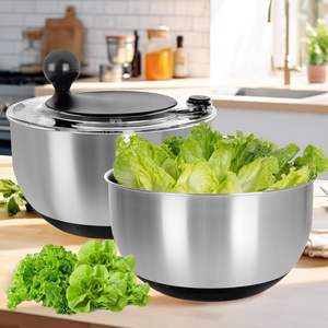 Essoreuse à salade personnalisable en acier inoxydable de qualité alimentaire, écologique, avec poignée, capacité 5,0 L, compatible lave-vaisselle, outils manuels pour salade - Product Image 2