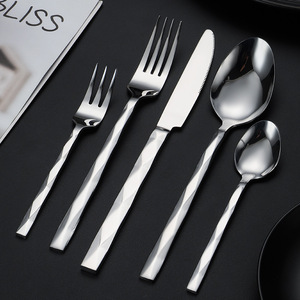 Diamond-Shaped Stainless Steel Cutlery <b>Set</b> 5-Piece Fork Knife Spoon For Home Hotel Restaurant Steak <b>Dinner</b> Service - Product Image 1