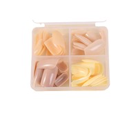 Venta al por mayor de pegatinas 3D mate de almendra y ataúd para uñas postizas de salón, cobertura completa, estilo francés, diseño acrílico ABS desmontable con acabado artístico.