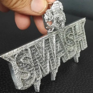 เครื่องประดับฮิปฮอปคุณภาพดีจี้เพชร VVS จี้เพชรแบบกำหนดเองได้ VVS Moissanite Baguette จี้เพชรสำหรับผู้ชาย - Product Image 5