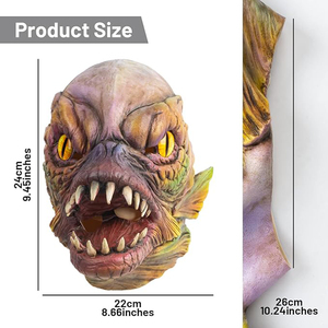 Nueva Máscara <span class=keywords><strong>de</strong></span> Piranha <span class=keywords><strong>de</strong></span> Látex, Máscara <span class=keywords><strong>de</strong></span> Terror para Cabeza Completa, Disfraz <span class=keywords><strong>de</strong></span> Terror, Accesorios <span class=keywords><strong>de</strong></span> Terror para Halloween, Accesorios <span class=keywords><strong>de</strong></span> Carnaval - Product Image 4