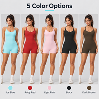 Combinaison de sport une pièce style européen et américain, débardeur et short moulant au-dessus du genou pour femme, idéale pour le yoga et le fitness 5107