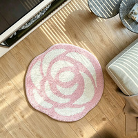 Tapis personnalisé en forme de rose rose, tufté à la machine, doux et moelleux, tapis floral pour la chambre à coucher, le salon, antidérapant