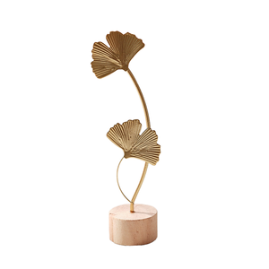 Elegante Adorno de Hoja de Ginkgo en Cobre y Oro Esterlino para Decoración del Hogar o Regalo de Cumpleaños - Product Image 1