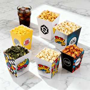 Contenitore Ecologico in Carta Stampata a Parete Singola per Pollo Fritto, Resistente al Grasso, per Popcorn da Cinema - Product Image 4