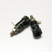 Connecteur Jack Prise Banane 4mm Nickelé Noir avec Écrou de Fixation