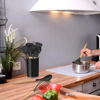 Ensemble d'ustensiles de cuisine en silicone de qualité supérieure, 12 pièces, de qualité alimentaire, avec manche en bois, outils de cuisson antiadhésifs robustes, sans BPA