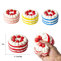 Best-seller transfrontalier : Jouet en mousse PU réaliste en forme de gâteau à la fraise, à rebond lent, à presser et à détendre, petit cadeau idéal