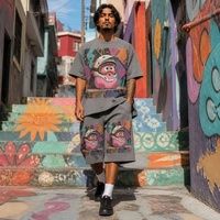 Ensemble T-shirt et short en coton épais 320 GSM pour homme, style graphique basketball hip-hop streetwear, grande taille, vente en gros OEM