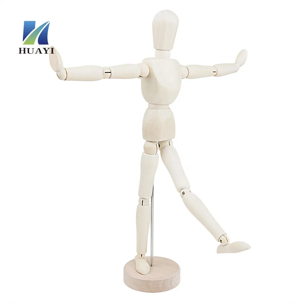Manikin Movable Limbs Adjustable Human Mannequin Artists Wooden Ready to Ship Stand Men Wood Wig Stand with Head for Adults