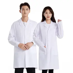 White Coat Long Sleeve Overalls Beauty Salon Skin Management Nurse Uniform Male and Female Doctor Uniform Lab Coat