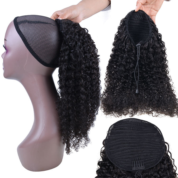 Black Curly Drawstring Ponytail