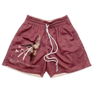 Manufacture Custom Sublimated Gym <strong>Shorts</strong> with Drawstrings Angel Pattern Double-Sided 4-inch Inseam Reversible Soft Mesh <strong>Shorts</strong> - Product Image 3