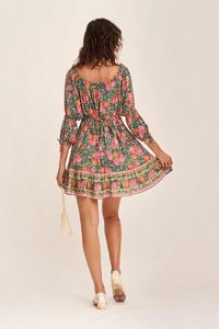 Abbigliamento Taglie Forti, Vestito Bianco Estivo da Donna Carino e Trendy, Stile Bohémien con Stampa Floreale Naturale Nera, Prodotti <span class=keywords><strong>Estivi</strong></span> in Maglia - Product Image 4