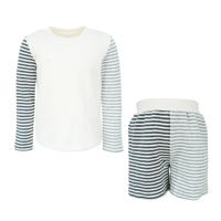 Ensemble de vêtements pour garçons 2 pièces en coton T-shirt à manches longues bicolore et short à taille élastique Tenue pour garçon en bas âge 2-8 ans